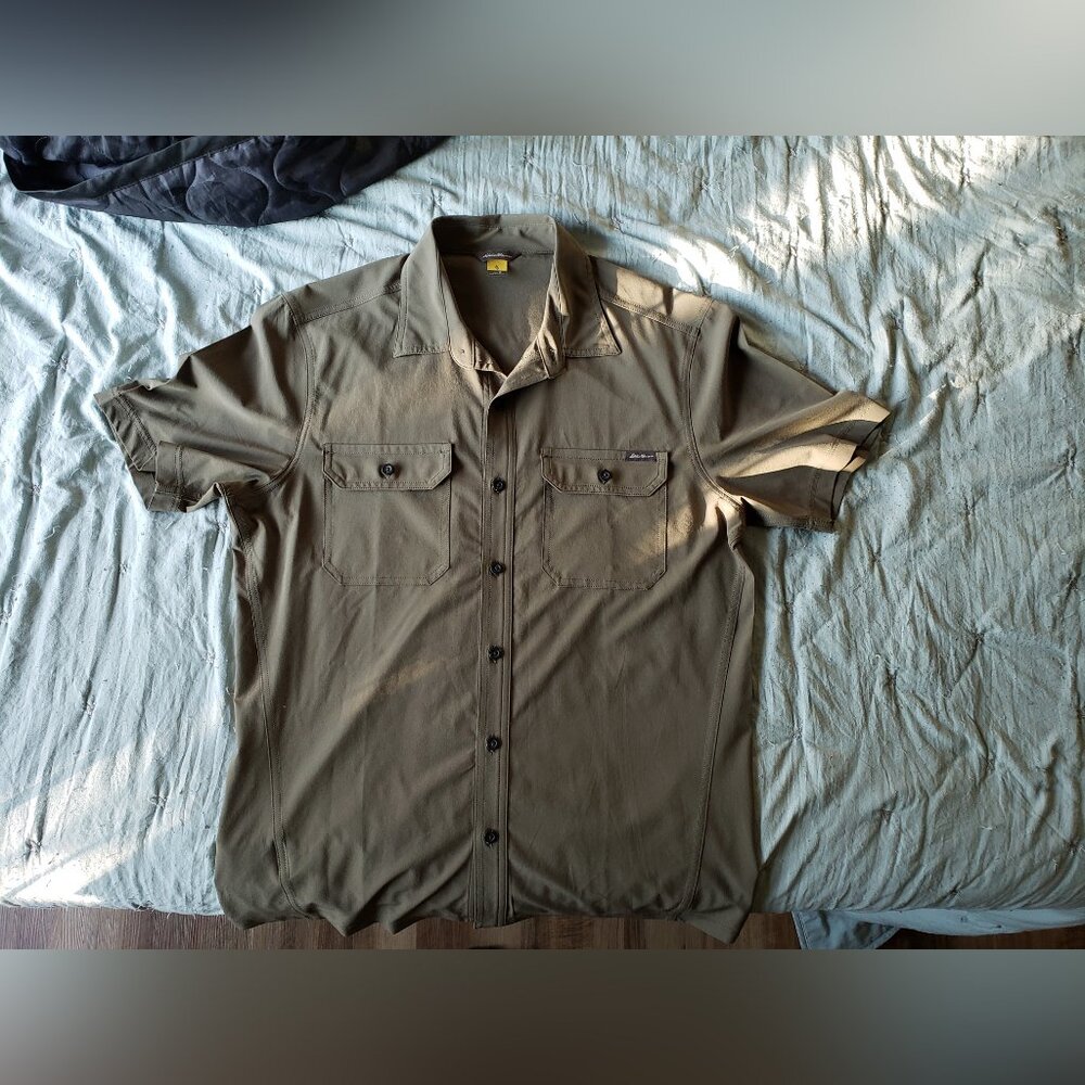 Eddie Bauer Men's Short Sleeve Travex Shirt (Olive Green, M)